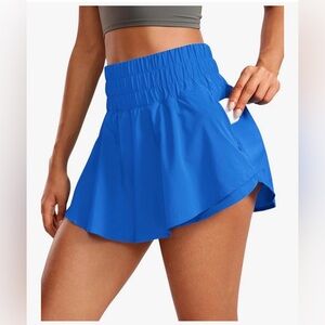 CRZ YOGA Ruffle Skirt Overlay Athletic Shorts